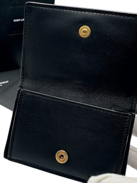 Authentic Saint Laurent Black Leather YSL Monogram Wallet - Picture 5 of 6